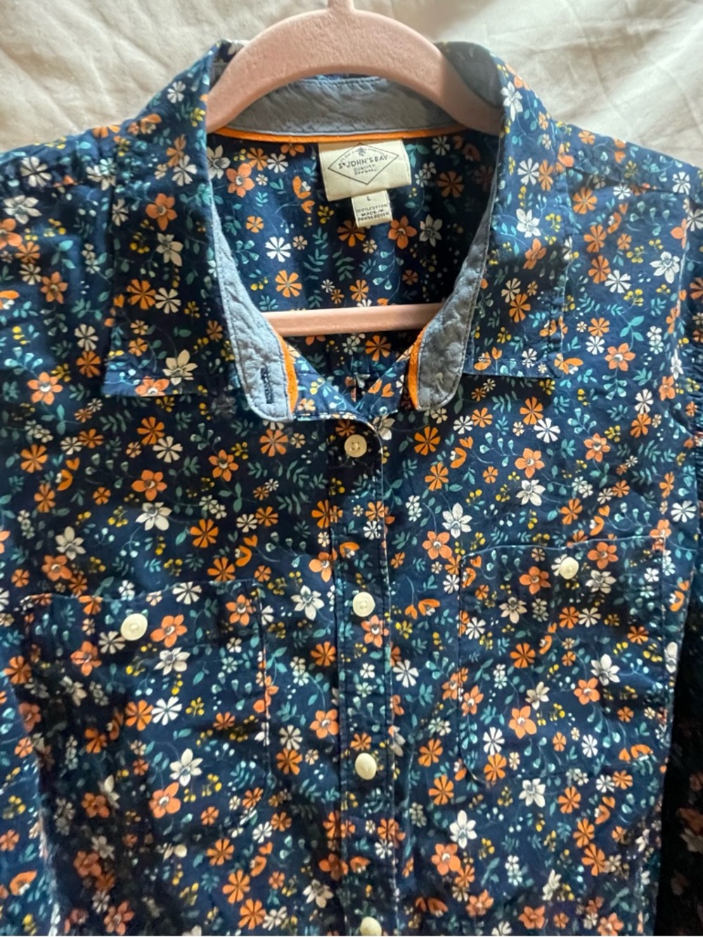 St. John's Bay women's floral button down top - size large cottagecore